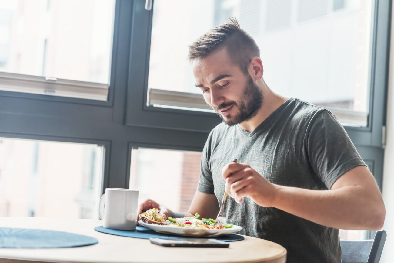 Man eating healthy