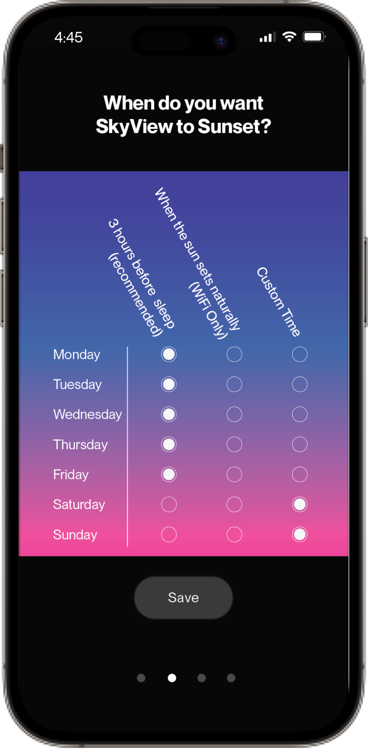 Different modes, skyview app