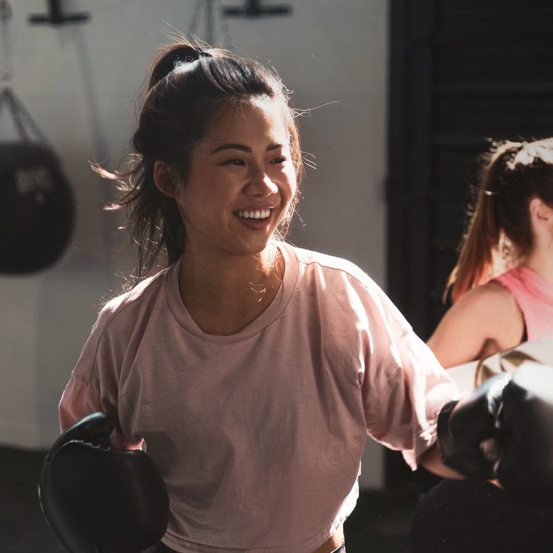 Woman working out, boxing